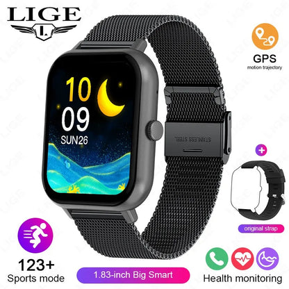LIGE Multifunktions-Smartwatch für Männer und Frauen, Bluetooth, Anruf, Nachricht, Erinnerung, Sport, Schritt, Kalorien, Smartwatch, Weihnachtsarmband