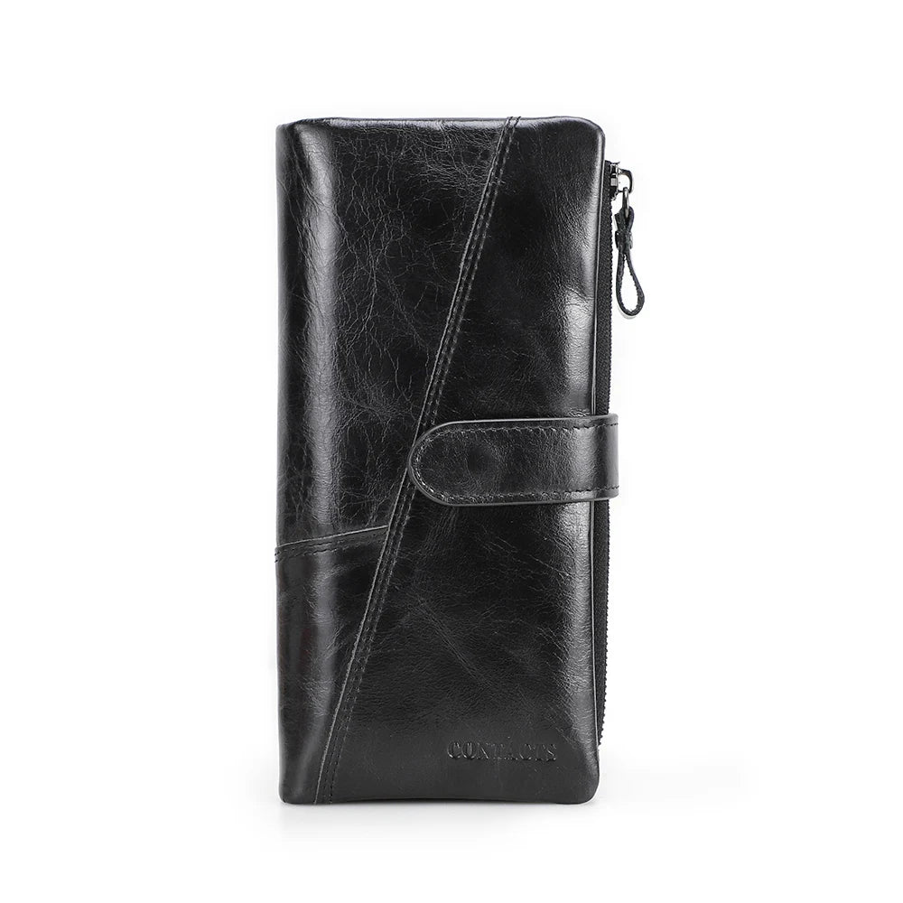 Herren Echtleder Lange Geldbörse Vintage Premium Kartenhalter Geldclip Luxus Reise