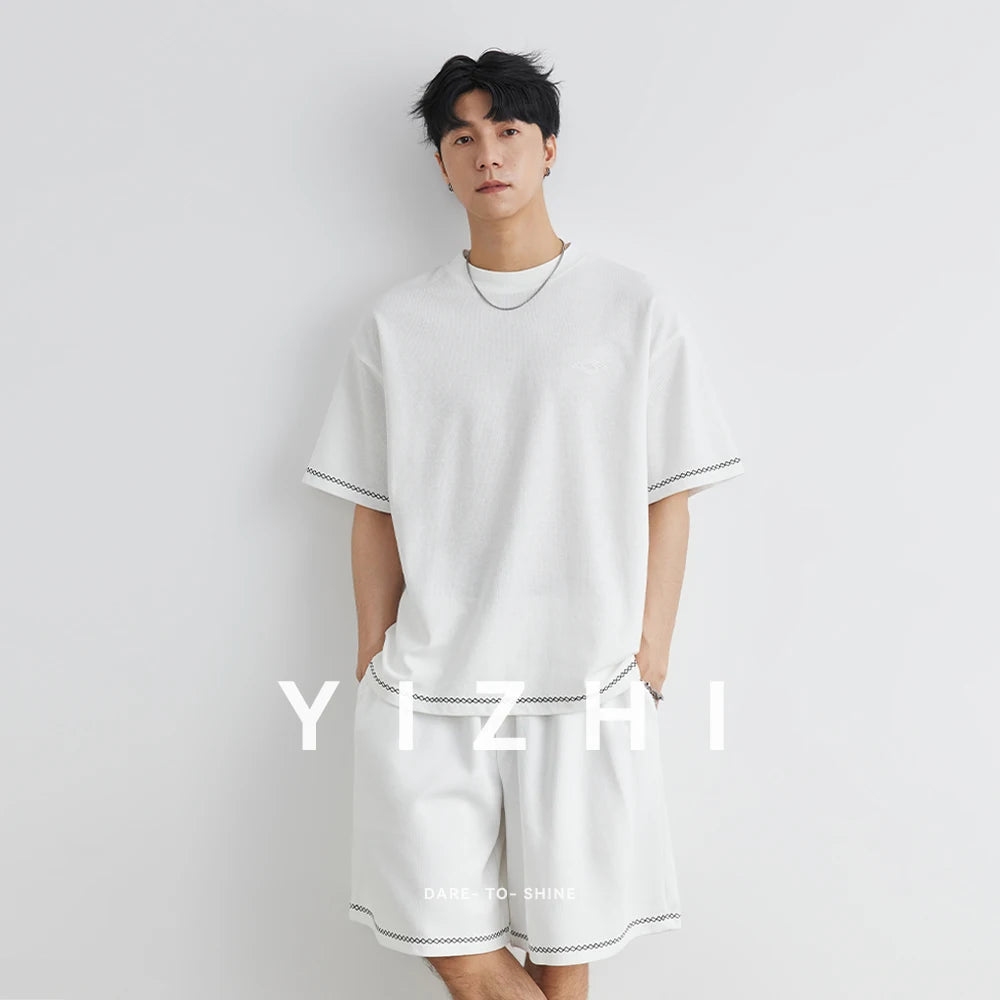 Herrenanzug für den Sommer 2025 mit lockeren atmungsaktiven T-Shirt-Shorts Sets