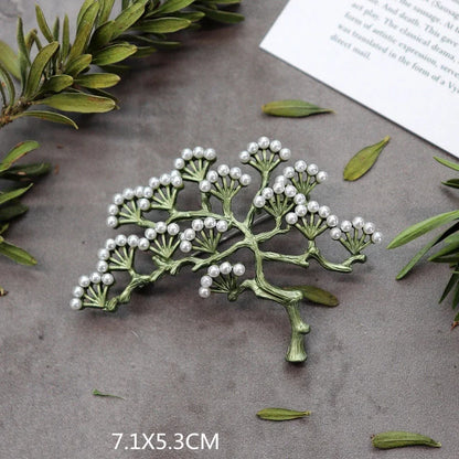 Brosche Pflanze Perle Handgemacht Retro Corsage Damen Mantel