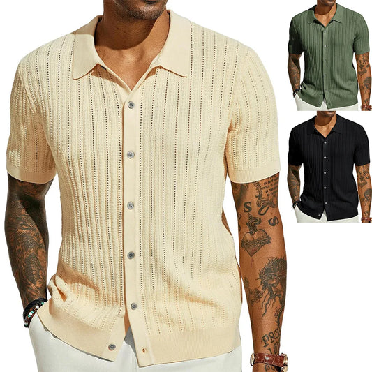 Herren Kurzarmshirt mit Dreiviertelärmeln im koreanischen Stil – elegantes, leichtes Sommer-Oberteil aus Eisseide