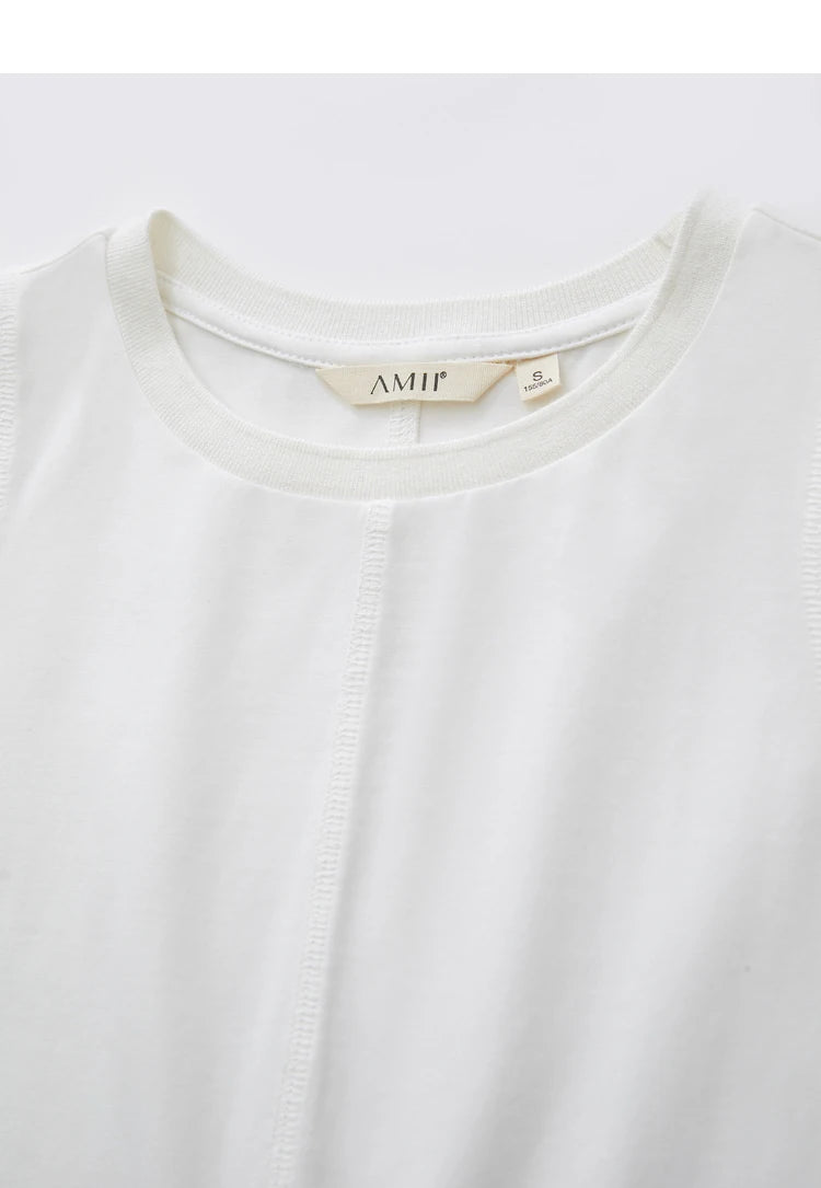 Damen T-Shirt aus mercerisierter Baumwolle mit kurzen Ärmeln im minimalistischen Stil