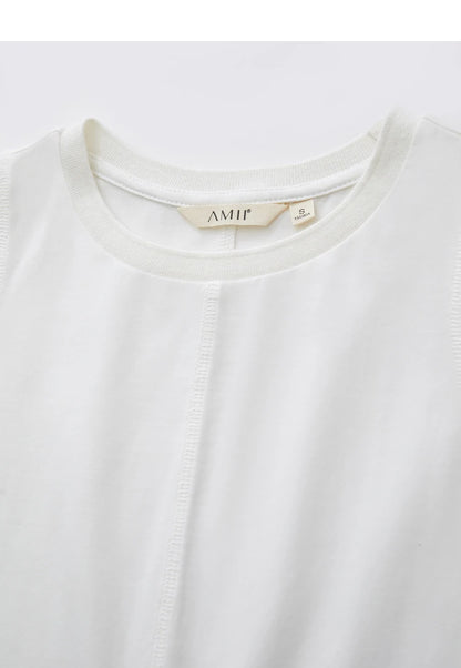 Damen T-Shirt aus mercerisierter Baumwolle mit kurzen Ärmeln im minimalistischen Stil