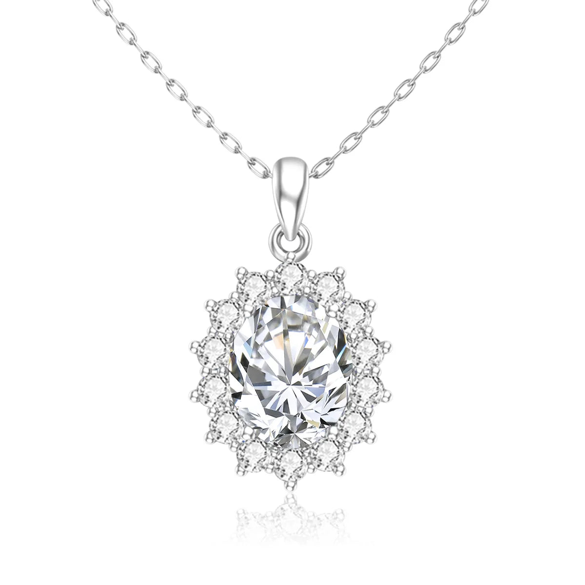 Damen-Halskette aus Sterlingsilber 925 mit ovalem Aquamarin-Anhänger, 5 Karat, Luxuriöses Valentinstagsgeschenk