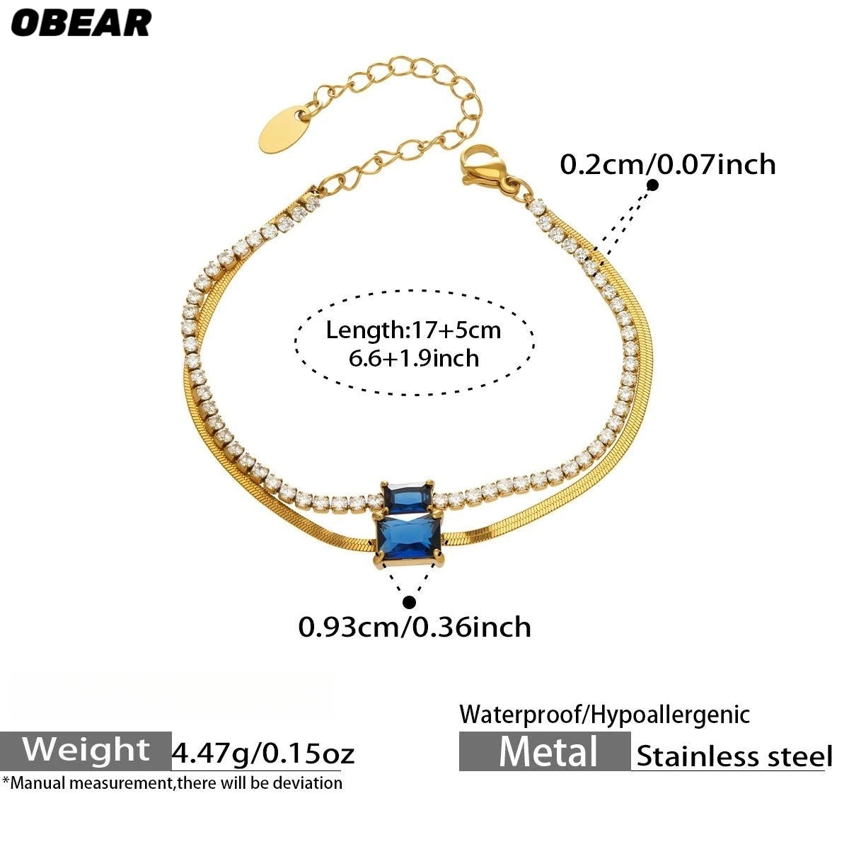 Damen-Armband Baguette-Zirkonia Doppelschicht