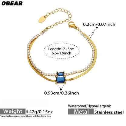 Damen-Armband Baguette-Zirkonia Doppelschicht