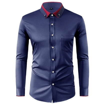 Kurzärmeliges Herrenhemd im koreanischen Stil mit modischem Print und Stickerei – ideal für den Sommer.