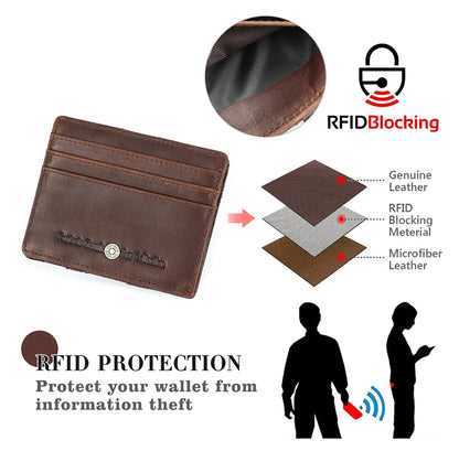 Herren Echtleder Geldbörse Slim RFID Kartenhalter Geldclip ultra dünn Mini Geschenk