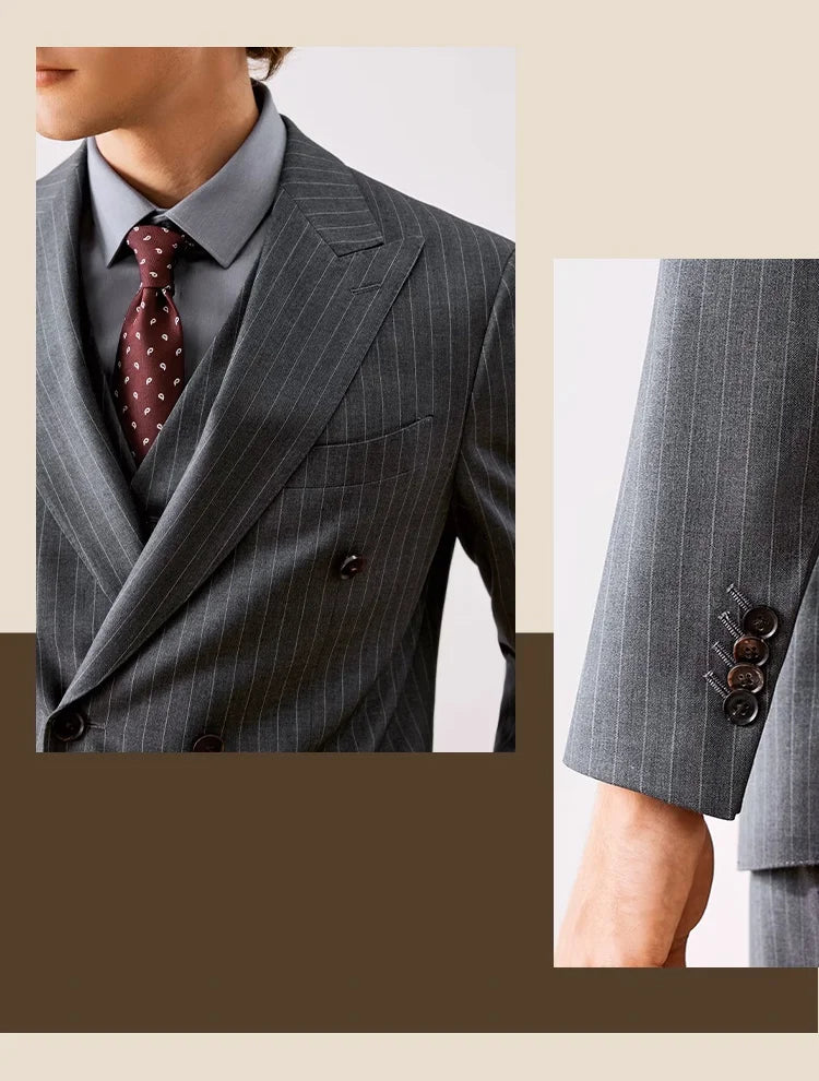 Eleganter Herrenanzug aus 70% Wolle – Slim Fit, einreihig, ideal für Hochzeiten, Büro und festliche Anlässe.