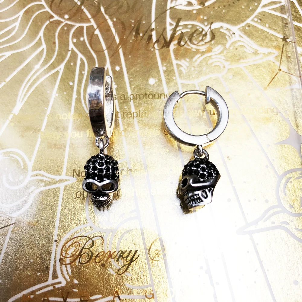 Damen-Creolen Totenkopf Vintage aus Sterlingsilber