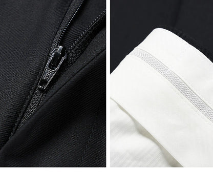 Doppelreihiger Herrenanzug im Korea-Stil – Slim Fit mit Streifenmuster in Blau, Grau, Schwarz oder Braun, ideal für Hochzeiten und formelle Anlässe.
