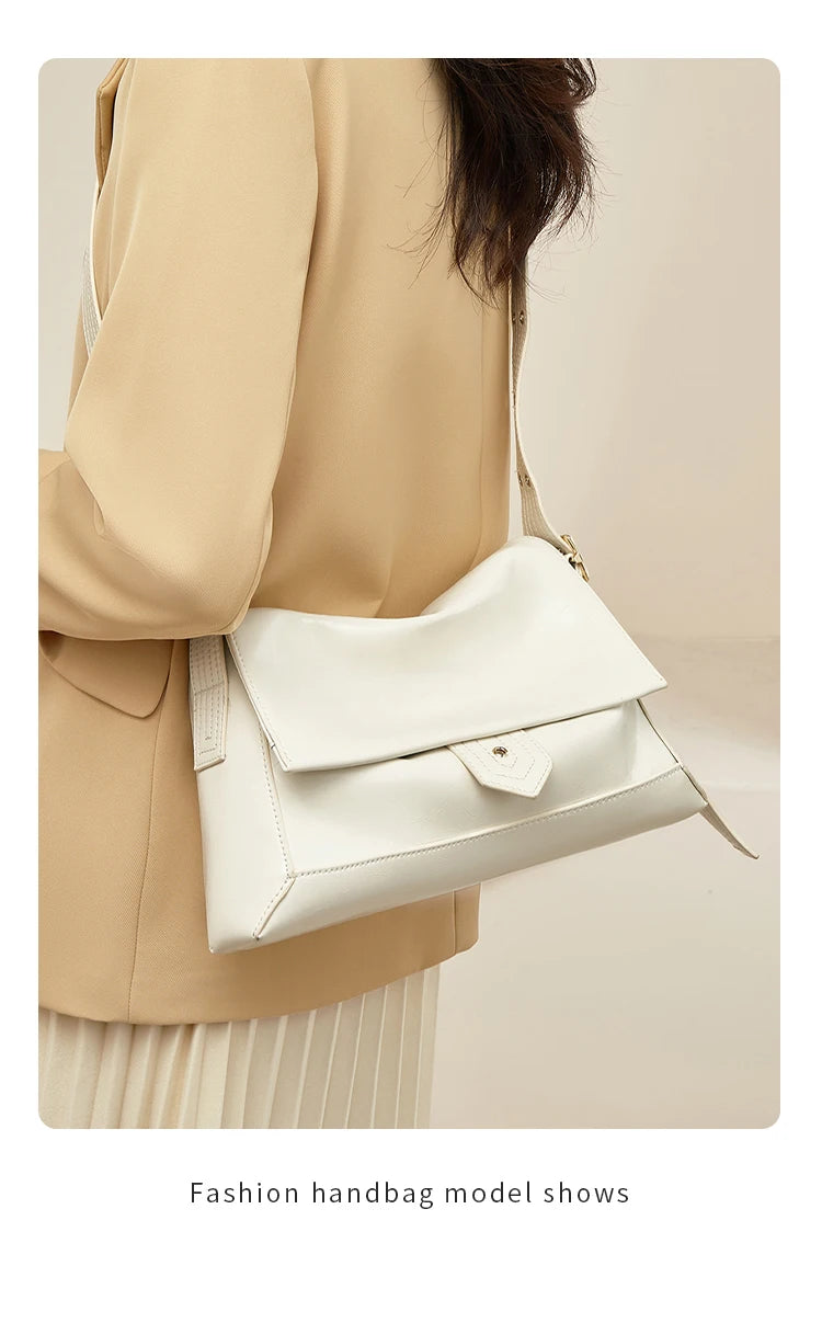 Damen Schultertasche aus Spaltleder und PU im Retro-Stil
