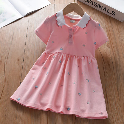 Baby Mädchen Kleid Sommer Kurzarm Baumwolle Kleidung für Kinder im Alter von 2-6 Jahren Süßes lässiges Outfit