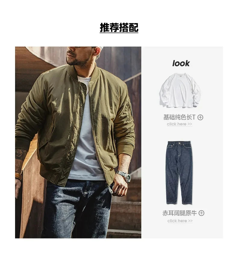 Herren Fliegerjacke Maden Reversible Baseballkragen Herbst Winter Verdickte Mäntel