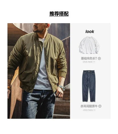 Herren Fliegerjacke Maden Reversible Baseballkragen Herbst Winter Verdickte Mäntel