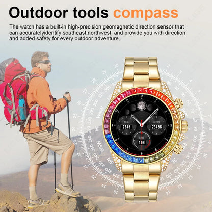 Luxus Smartwatch für Männer und Frauen mit NFC Kompass und HD Bildschirm