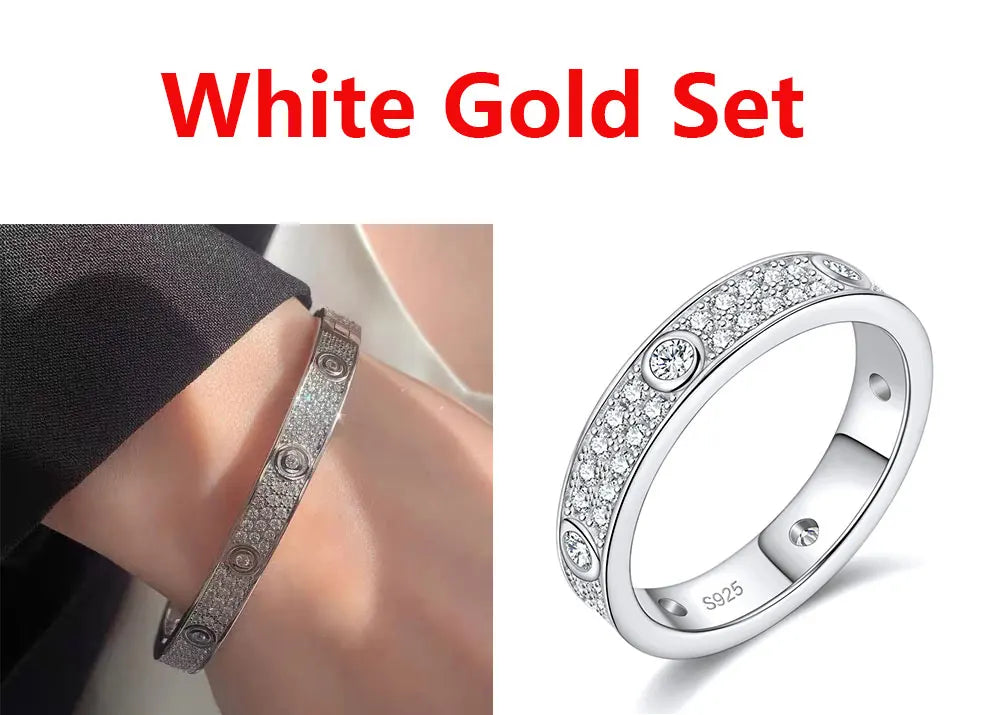 Damen-Schmuckset Ring und Armreif mit Moissanit