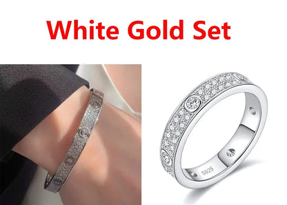 Damen-Schmuckset Ring und Armreif mit Moissanit