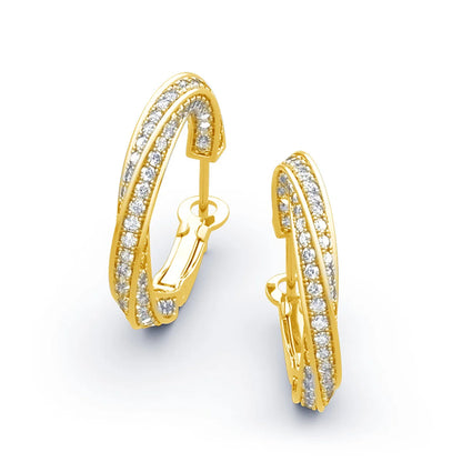 Damen-Hoop-Ohrringe mit Moissanitsteinen, 7,5 ct Gesamt, Silber 925 Roségold plattiert, Luxuriöser Glanz