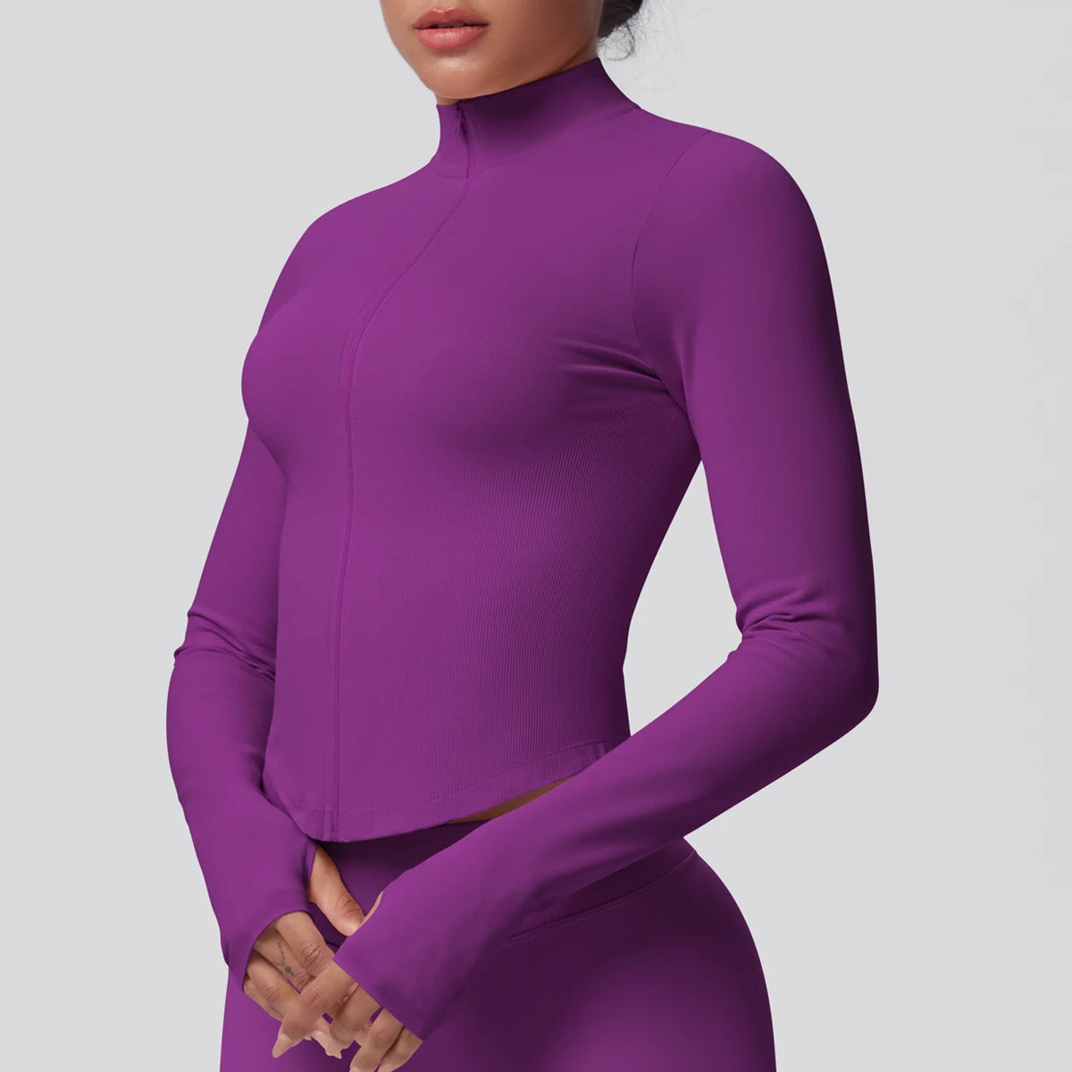 Hamidou Yoga-Jacke für Frauen, hochgeschlossen mit Reißverschluss, amethyst