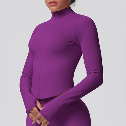 Hamidou Yoga-Jacke für Frauen, hochgeschlossen mit Reißverschluss, amethyst