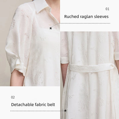 Elegant A-Linien Kleid Mit Stickerei Und Gürtel Für Damen