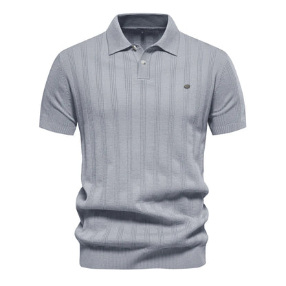 Premium Geripptes Herrenpoloshirt Leicht Atmungsaktiv