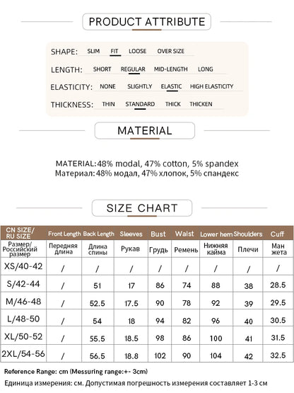 Damen T-Shirt mit Rundhalsausschnitt und gebrochenen Falten aus Modal-Baumwolle