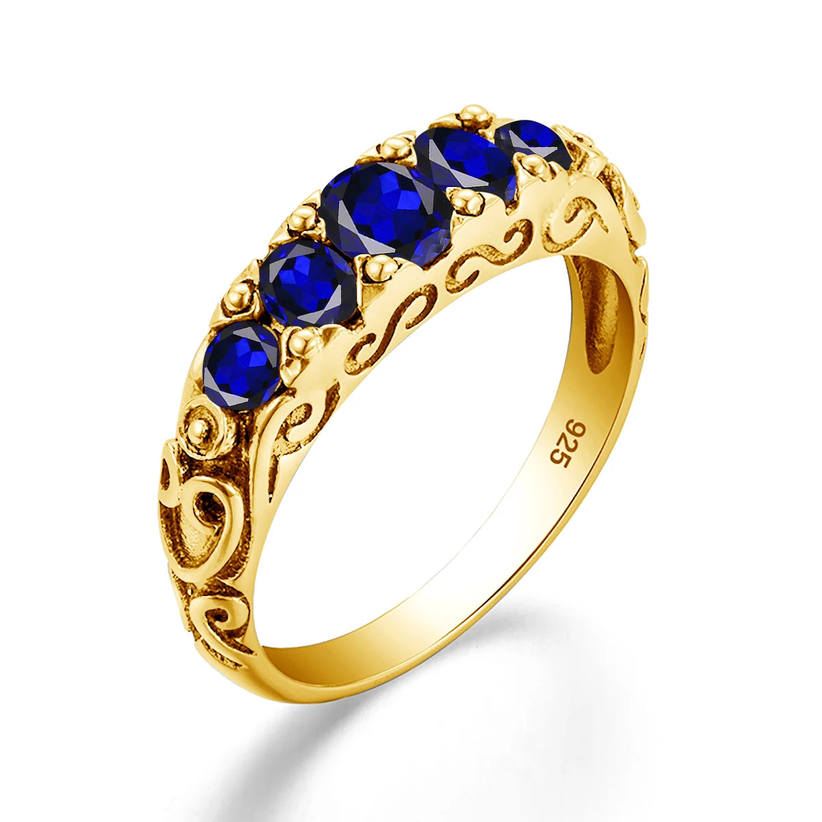 Damen-Ring aus Silber 925 mit Regenbogen-Topas Fünfstein-Design Gewölbter Bund Hochwertiges Geschenk