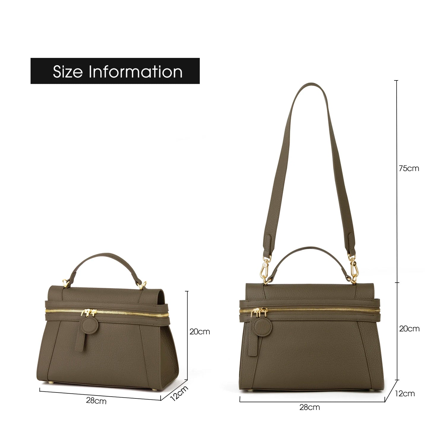 Natur-Lammleder Schultertasche | Abnehmbarer Riemen