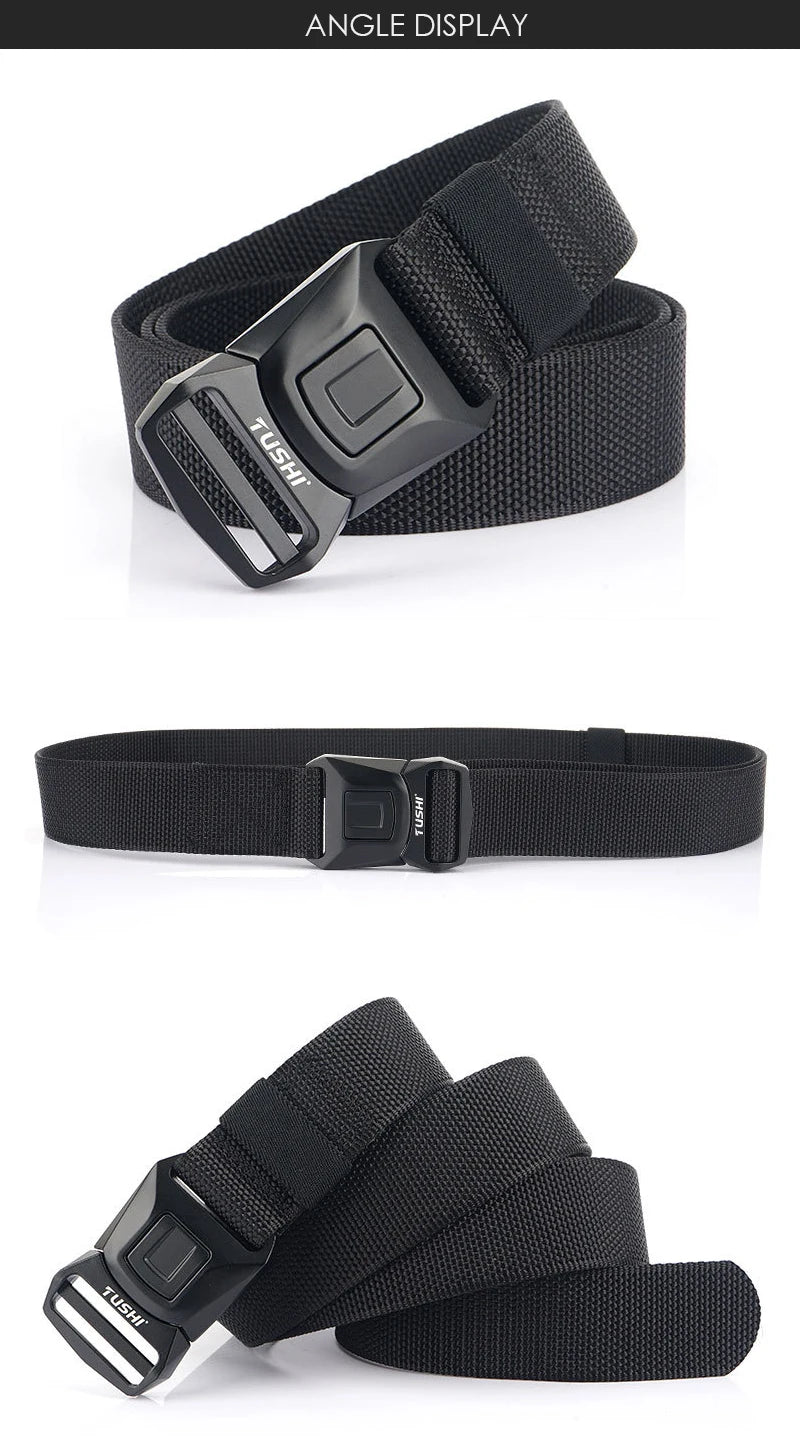 VATLY Nylon Casual Gürtel Herren Schnellverschluss Military Tactical Braun