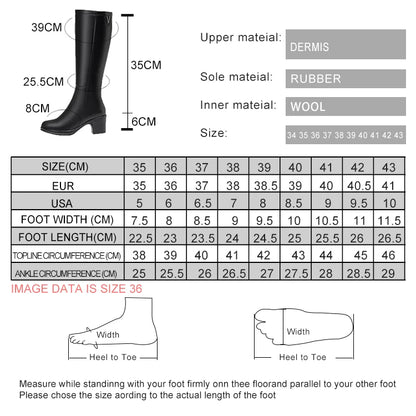 AIYUQI  Women Knight Boots Genuine Leather 2025 New Wool Warm Women Winter Boots Round Toe High Heels Fashion Women Long Boots