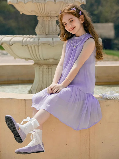 Ärmelloses Sommerkleid mit kleinen Blumen für Mädchen und passende Mutterkleid-Option aus 100% Baumwolle – ideal für den Strandurlaub
