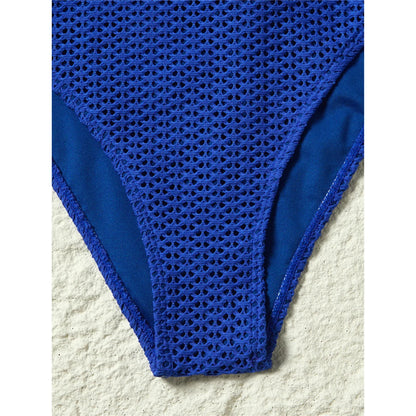 Damen-Badeanzug V-Ausschnitt Netzstrick rückenfrei Monokini Weste