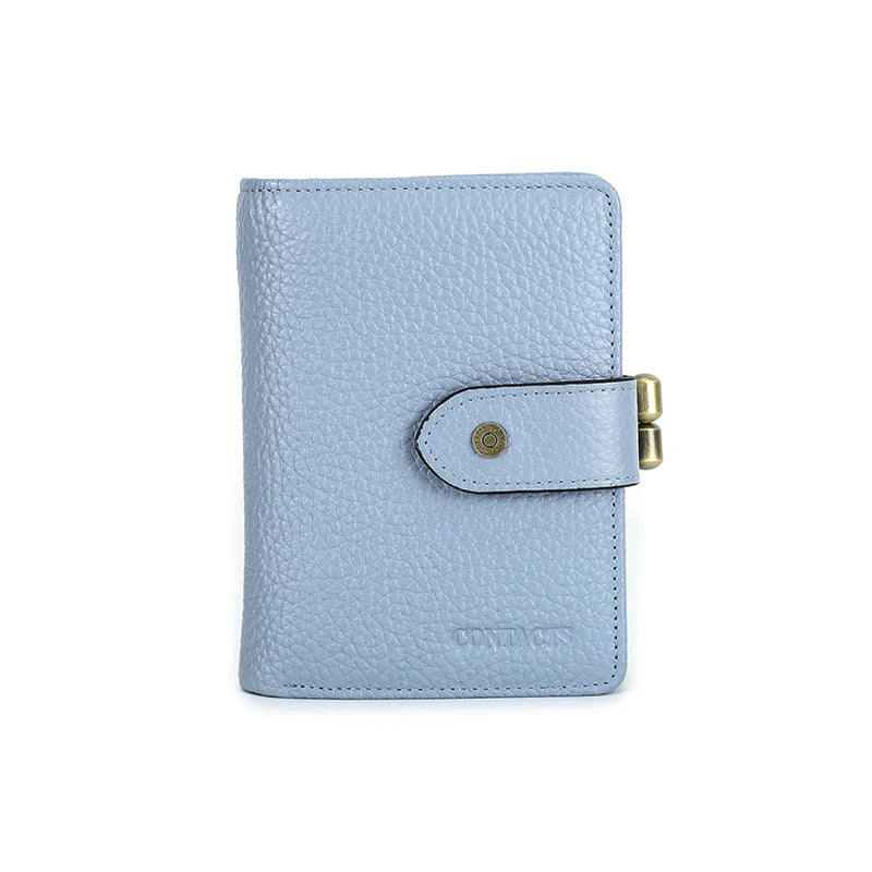 Damen Echtleder Geldbörse Vintage Metallrahmen Kartenhalter Münzbörse Luxus
