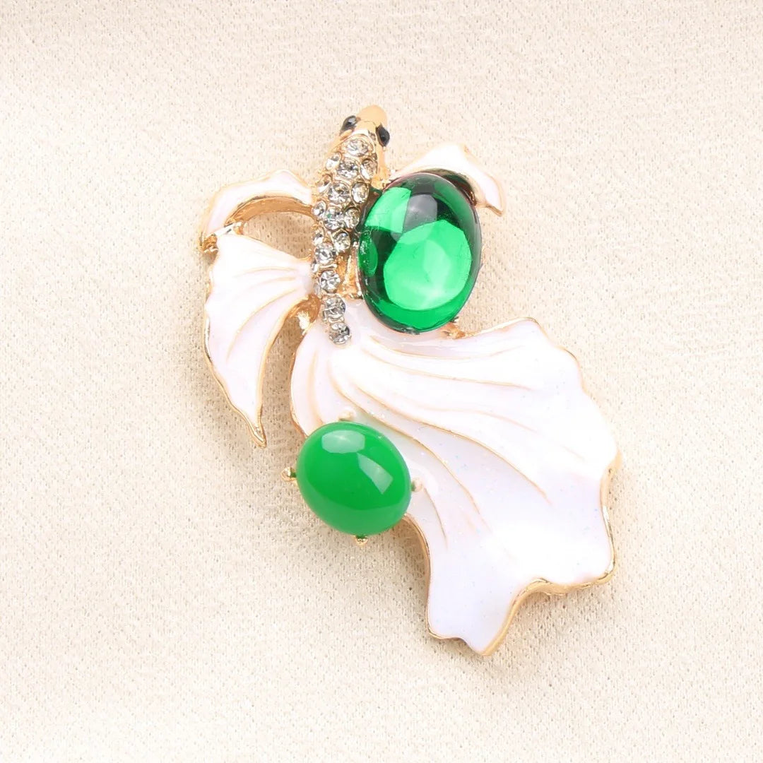 Brosche Goldfisch Emaille Strass Tier Kreativ Mode Europäisch Schmuck