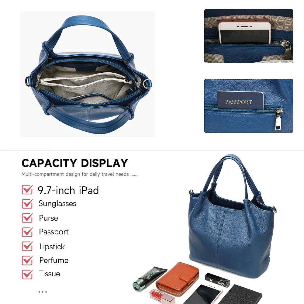 Damen-Leder-Handtasche Großes Fassungsvermögen mit Top-Griff und Vielseitig Einsetzbar