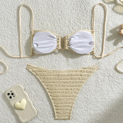 Gelbes Sexy-Bikini-Set mit Push-up für Damen – Brasilianischer Stil für Strand und Pool