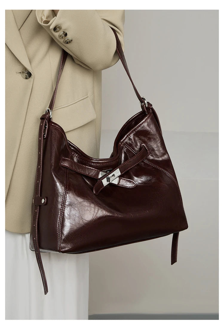 Damen Hobo Tasche Aus PU Leder Mit Großer Kapazität