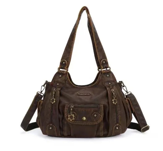 Damen-Schultertasche Aus PU-Leder Mit Reißverschluss Und Innenfach Für Alltag Und Freizeit