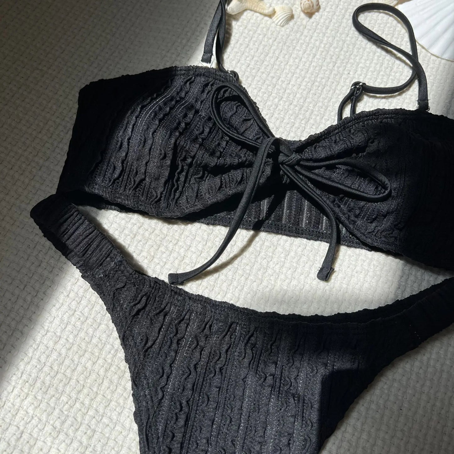 Schwarzes Sexy Bikini-Set mit Push-up für Damen – Brasilianischer Stil für Strand und Pool