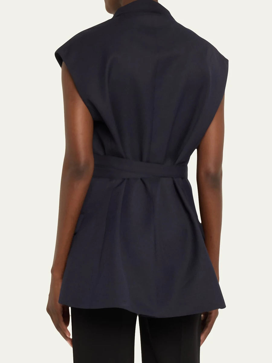 Elegantes ärmelloses Minikleid mit Rundhalsausschnitt und Pailletten-Patchwork für Damen – figurbetont und mit Schleifendetail.