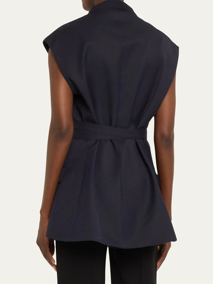 Elegantes ärmelloses Minikleid mit Rundhalsausschnitt und Pailletten-Patchwork für Damen – figurbetont und mit Schleifendetail.