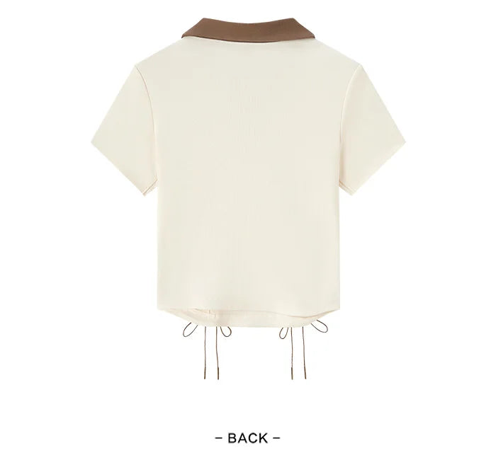 Semir Polo Shirt Frauen kurz gedruckt Retro-Stil 2024 Sommer neue schlanke Krawatte Tops
