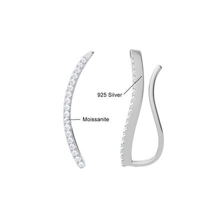 Damen-Moissanit-Blatt-Kletterohrringe aus 925er Silber, Zertifiziertes Schmuckstück für Hochzeit