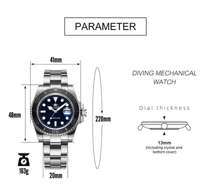 ADDIESDIVE 41mm reloj hombre Watch For Men 20Bar Diving 316L Stainless Steel Montre Homme BGW9 Super Luminous Quartz Watches