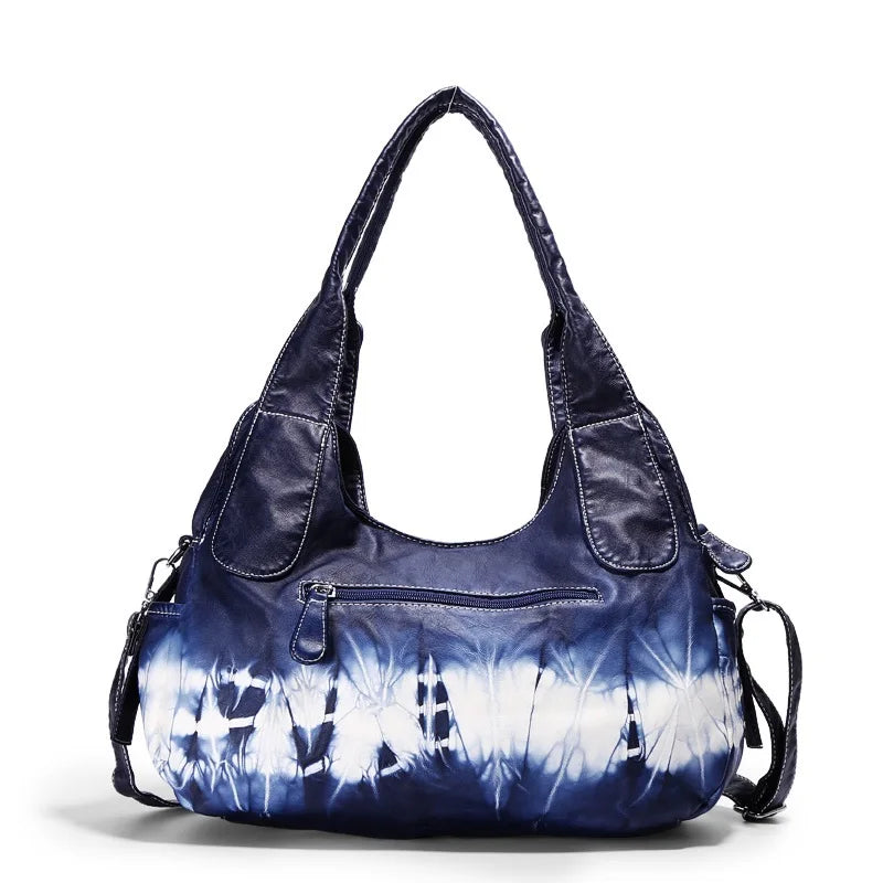 Damen-Schultertasche Großes Fassungsvermögen Mit Tie-Dye Muster Und Griff Im Vintage-Stil Für Alltag Und Freizeit