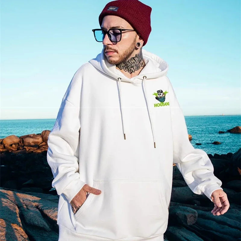 Frühlings-Herren-Punk-Panda-bedruckte Hoodies 2025, neu in Harajuku-Mode, Fleece-Kapuzenpullover, Y2K-Streetwear, übergroßer Hoody