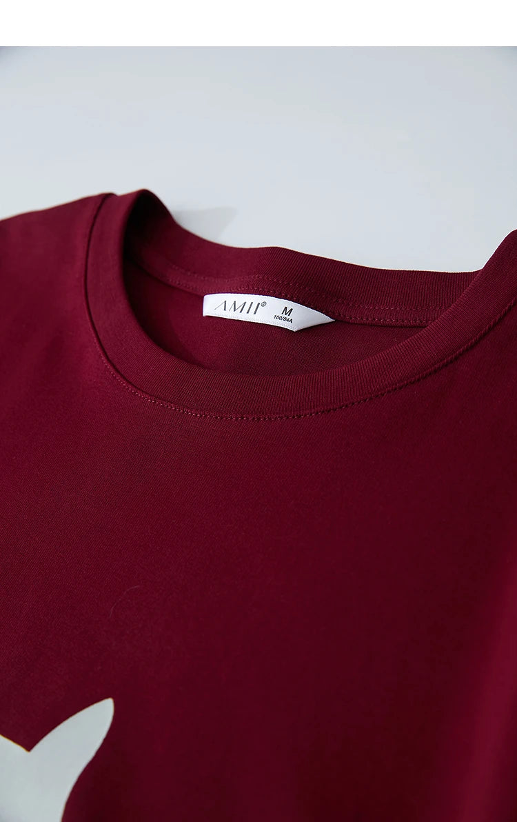 Damen Top im minimalistischen Stil mit O-Ausschnitt und bedrucktem Design