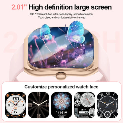 LIGE 2,01'' 3D Gebogene Bildschirm Frauen Smart Uhr Antwort Anruf Schlaf Überwachung Sport Schrittzähler Wasserdichte Intelligente Uhr Damen geschenk
